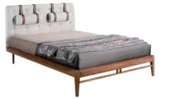 Lit Rembourré En Tissu Avec Repose-tête