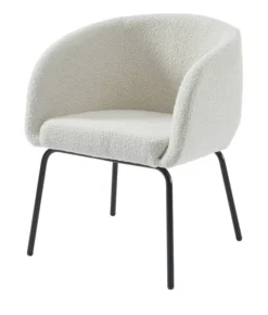 Fauteuil BELEM En Tissu Bouclette Blanc
