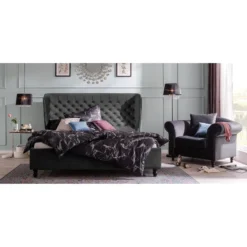 Lit Capitonné Monroe Samt -Promos Déco Vestiaire Boutique 1000022178 181102 08355820 MOOD GALLERYIMAGES P000000001000022178 mood