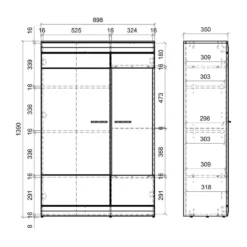 Ensemble Meubles TV Porsi - 150 Cm -Promos Déco Vestiaire Boutique 1000375646 230206 502 SKETCH DETAILS P000000001000375646 sketch