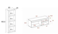 Ensemble Meuble TV120 NATURALE + Etagère -Promos Déco Vestiaire Boutique 1c464f0f010b423dacf9e6db143fd618