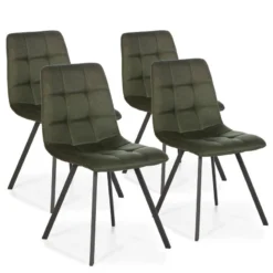 Set De 4 Chaises Mila Tapissées Vert