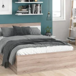 Lit En Bois Adria 140x200cm Sonoma/blanc -Promos Déco Vestiaire Boutique 2a628b7cd9264b8dbe9cb2f610dc054d