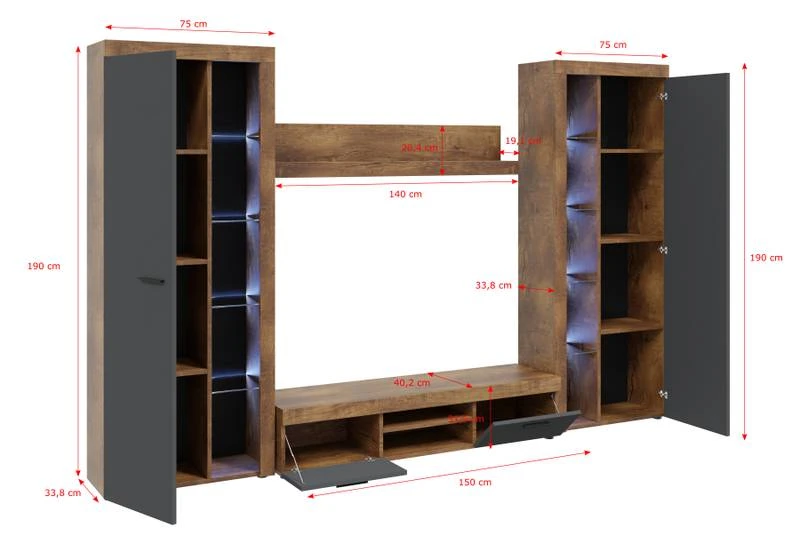 FURNIX Ensemble Meubles Riva XL Avec LED 5 FURNIX Ensemble Meubles Riva XL Avec LED – Image 5