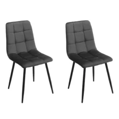 Lot De 2 Chaises Tissu Velours - LOUISE