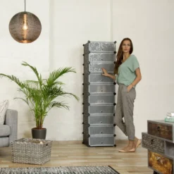 Meuble Chaussures Rangement 10 Casiers -Promos Déco Vestiaire Boutique 458a5a0ee0604e09b456b23113c12f0a