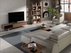 Meuble TV En Noyer Et Acier Chromé -Promos Déco Vestiaire Boutique 55a969b4f0f74a0b94bfddd8237353fe