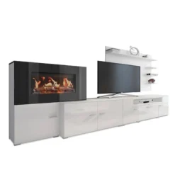 Meuble Avec Cheminée Blanc/Blanc Laqué -Promos Déco Vestiaire Boutique 5eb273855cee4223b3cf598e7d05dce8
