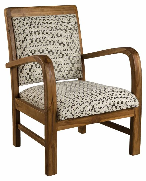 Fauteuil Hexago En Teck Tissu Vert 1 Fauteuil Hexago En Teck Tissu Vert