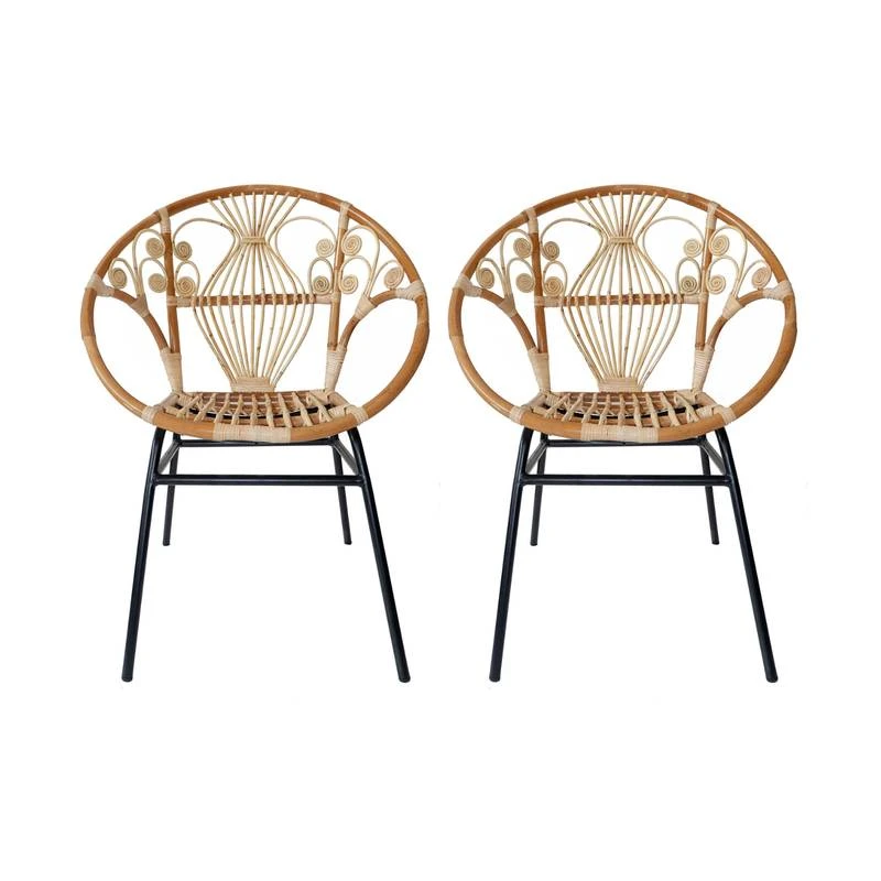 Timea - Chaise En Rotin Vintage Et Pieds 1 Timea - Chaise En Rotin Vintage Et Pieds