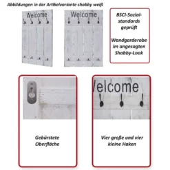 Vestaire Murale HWC-C89 Welcome Shabby -Promos Déco Vestiaire Boutique 8ad4e7998f0a42f799c5808fe31b7963