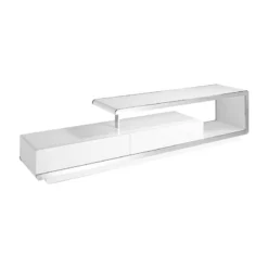 Meuble TV En Bois Blanc Et Acier Chromé -Promos Déco Vestiaire Boutique 8bf3d7d1a6ab4675bf0f065fe6d9080a