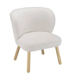 Fauteuil En Tissu Bouclette Blanc