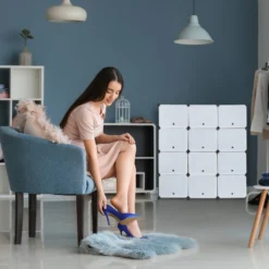 Étagère à Chaussures Noir Et Blanc -Promos Déco Vestiaire Boutique 94ed099b0a16411fa712ea27e1094609