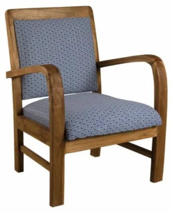 Fauteuil En Teck Tissu Bleu