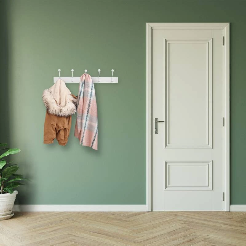 Portemanteau Mural Blanc 5 Crochets 2 Portemanteau Mural Blanc 5 Crochets – Image 2