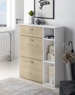 Meuble Chaussures Chêne/Gris Anthracite -Promos Déco Vestiaire Boutique 9c680aed54db4214b623ef50159f7f74