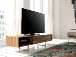 Meuble TV En Noyer Et Acier Chromé -Promos Déco Vestiaire Boutique a0a75c911fbc4fd298959439740f9ef5