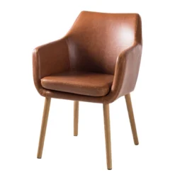 Chaise à Accoudoirs NICHOLAS L -Promos Déco Vestiaire Boutique armlehnenstuhl nicholas xxl kunstleder eiche massiv vintage braun eiche 4904008