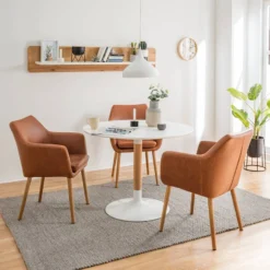 Chaise à Accoudoirs NICHOLAS L -Promos Déco Vestiaire Boutique armlehnenstuhl nicholas xxl kunstleder eiche massiv vintage braun eiche 5118196