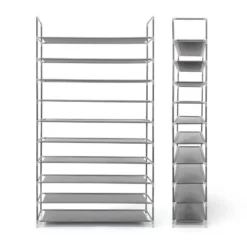 2x Étagères à Chaussures 50 Paires Gris -Promos Déco Vestiaire Boutique b16d3deb920945daa259fdbdd0d6817c