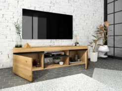 Meuble TV NATURALE Chêne/Noir 140x40x41 -Promos Déco Vestiaire Boutique b38dd5ae6ddb41c58434cdbc3415c8f6