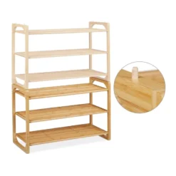 Étagère à Chaussures Bambou Empilable -Promos Déco Vestiaire Boutique b833bf788b9e47289766d408211e4fc4
