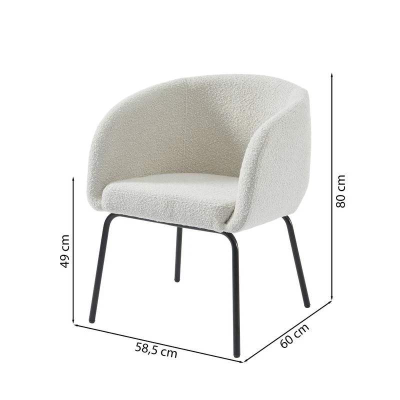 Fauteuil BELEM En Tissu Bouclette Blanc 6 Fauteuil BELEM En Tissu Bouclette Blanc – Image 6