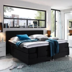 Lit Boxspring Belaja -Promos Déco Vestiaire Boutique boxspringbett belaja mit elektromotor inklusive topper webstoff schwarz 1926438