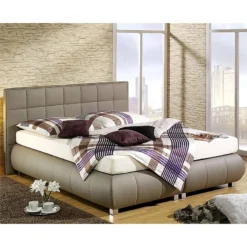 Lit Boxspring Elay -Promos Déco Vestiaire Boutique boxspringbett elay kunstleder taupe 286000