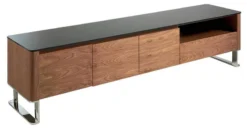 Meuble TV En Bois Et Verre Noir