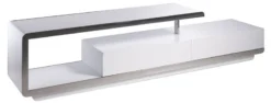 Meuble TV En Bois Blanc Et Acier Chromé