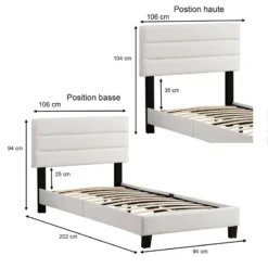 Lit Simple HUDSON 90x190 Cm -Promos Déco Vestiaire Boutique dbb98455204c4fb0b0409153a9f9bef0