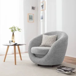 Fauteuil Pivotant Marvin -Promos Déco Vestiaire Boutique drehsessel marvin strukturstoff silber 4904940