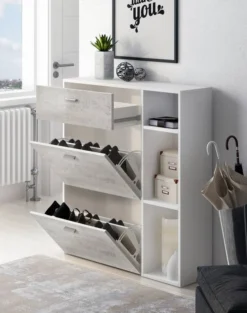 Meuble Chaussures Chêne/Gris Anthracite -Promos Déco Vestiaire Boutique e3f3cfce46d24440bbbec5df01a1e0fa