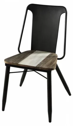 Lot De 2 Chaises En Acacia Et Acier Noir