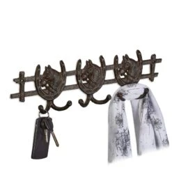 Promos Déco Vestiaire Boutique 9 Portemanteau Marron Design Chevaux