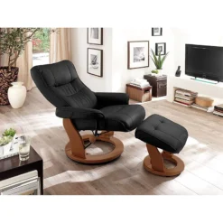 Fauteuil De Relaxation Westerwald -Promos Déco Vestiaire Boutique echtleder relaxsessel westerwald mit hocker schwarz 1431385