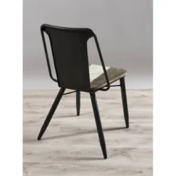 Lot De 2 Chaises En Acacia Et Acier Noir -Promos Déco Vestiaire Boutique f19d1ac5522044849ab057db605d5010