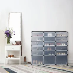 Meuble à Chaussures 18 Compartiments -Promos Déco Vestiaire Boutique f22aedf7199846ba9a8c47c49e372ec6