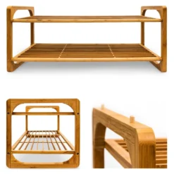 Étagère à Chaussures Bambou Rangement -Promos Déco Vestiaire Boutique f9ab5a6fae234674b4f93626a4a221ba