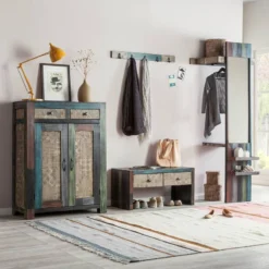 Porte-manteaux Mural Goa -Promos Déco Vestiaire Boutique garderobenbank goa akazie mango teilmassiv mehrfarbig 4357428