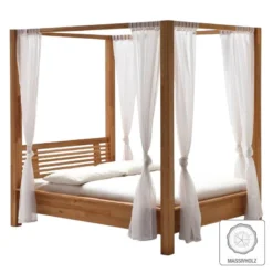 Lit à Baldaquin Lisa -Promos Déco Vestiaire Boutique himmelbett lisa massivholz 180 x 200cm eiche 3430301