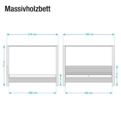 Lit à Baldaquin Lisa -Promos Déco Vestiaire Boutique himmelbett lisa massivholz 180 x 200cm eiche 3430345