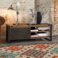 Meuble TV MANCHESTER 2 Rangements Droite -Promos Déco Vestiaire Boutique lowboard manchester i akazie massiv metall 4872844