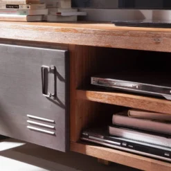 Meuble TV MANCHESTER 2 Rangements Milieu -Promos Déco Vestiaire Boutique lowboard manchester ii akazie massiv metall 4882952