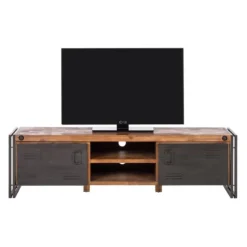 Meuble TV MANCHESTER 2 Rangements Milieu -Promos Déco Vestiaire Boutique lowboard manchester ii akazie massiv metall 4882960