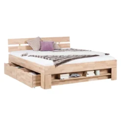 Lit En Bois Massif EosWOOD -Promos Déco Vestiaire Boutique massivholzbett eoswood inklusive 4 bettkaesten eiche massiv 180 x 200cm eiche weissoel 3396713