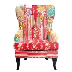 Fauteuil Wing Patchwork -Promos Déco Vestiaire Boutique patchwork ohrensessel webstoff mehrfarbig 3588213