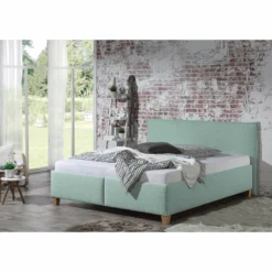 Lit Capitonné Kolbäck Tissu Structuré -Promos Déco Vestiaire Boutique polsterbett kolbaeck strukturstoff 160 x 200cm bettgestell ohne matratze lattenrost mintgrau 4702324